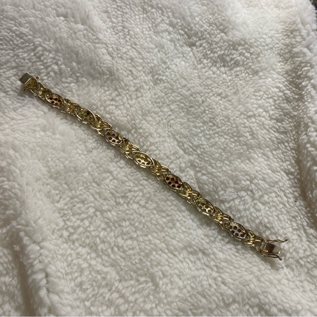 Citrine Amethyst Peridot Garnet Cluster Stones Sterling 925 Tennis Bracelet 7 65$